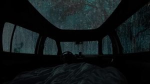 ?10 Hours ASMR ? Overnight in the car during heavy rain and thunderstorms to rest and sleep