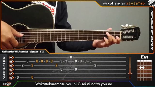 Fullmetal Alchemist: Again - YUI - Fingerstyle Guitar Cover + TABS Tutorial смотреть онлайн