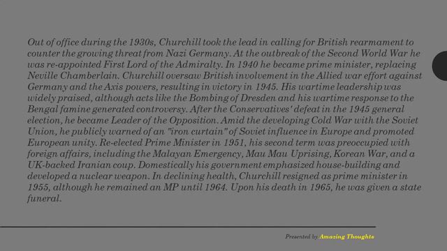 Winston Churchill's Biography Presented by Amazing Thoughts смотреть онлайн
