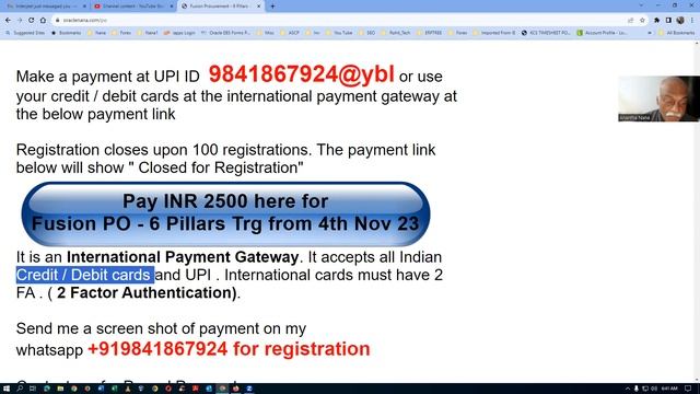 Fusion Procurement 6 Pillars online Trg Starts on 4th Nov 23. INR 2500 смотреть онлайн