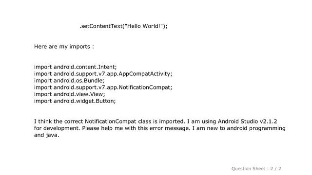 Android : How To Import Android.support.v7.app.NotificationCompat.Builder Class In Android Studio