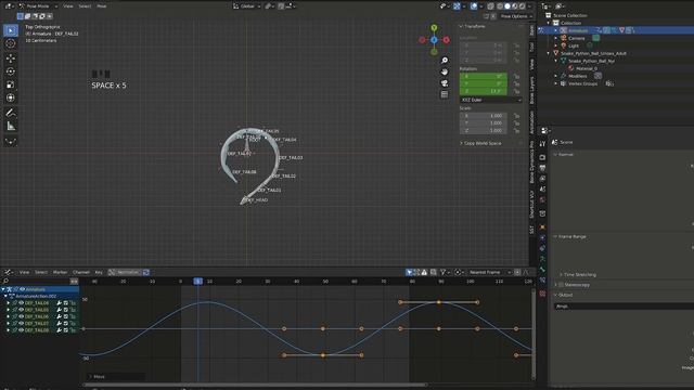 Snake ground matching rig and animation in Blender смотреть онлайн