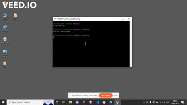 Creating a new folder in git bash