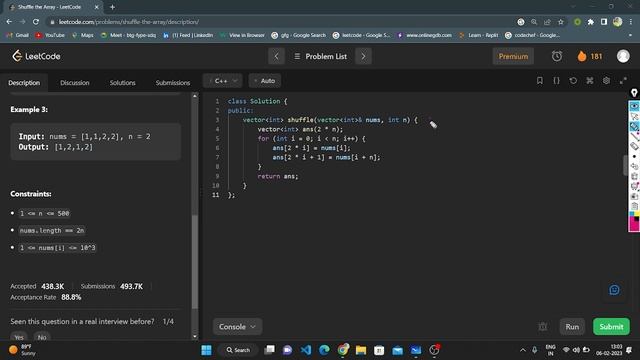 Leetcode : 1470 ||Shuffle the Array || @codewithanusha смотреть онлайн