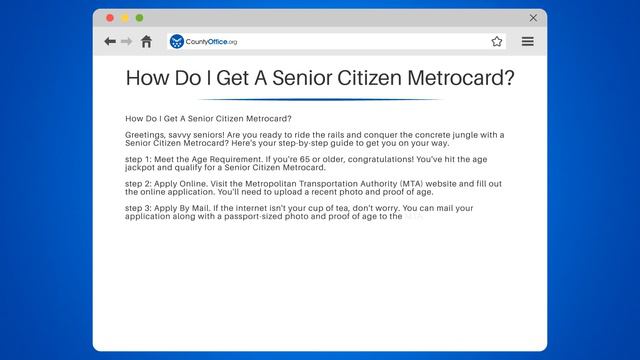 How Do I Get A Senior Citizen Metrocard? - CountyOffice.org смотреть онлайн