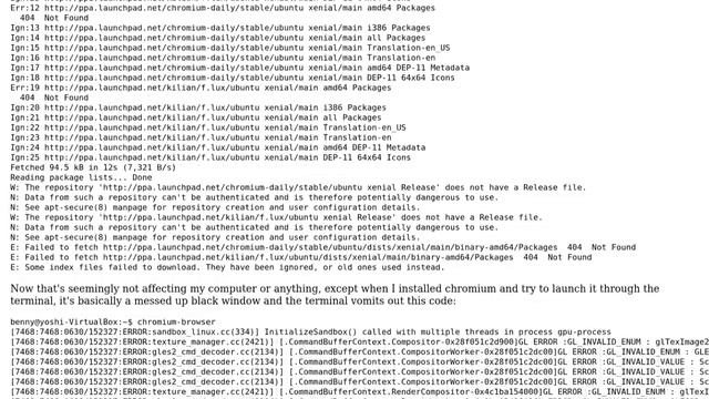 Ubuntu: Chromium launches to a black screen. Also sudo apt-get update returns errors смотреть онлайн