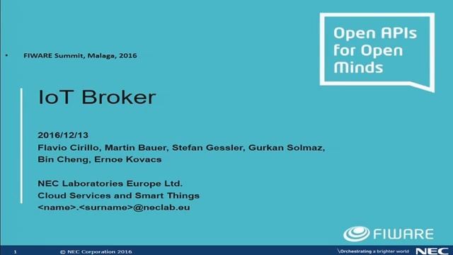 FIWARE SUMMIT'16- Connecting to the IoT смотреть онлайн