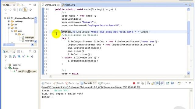 Advanced Java tutorial - Object Serialization смотреть онлайн
