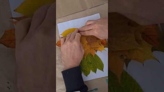 Сова - осенняя поделка из листьев для детей своими руками. Oal Leaf Fall Craft for Kids. смотреть онлайн