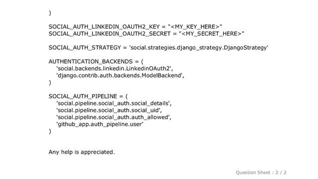 Django : python-social-auth backend not found for linkedin oauth2 смотреть онлайн