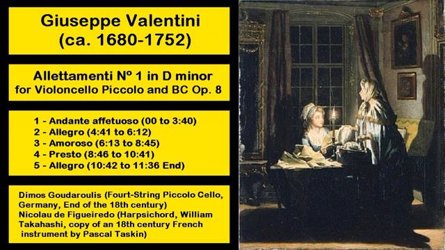 Giuseppe Valentini (ca. 1680-1752) - Allettamenti Nº 1 in D minor for Violoncello Piccolo Op. 8 смотреть онлайн