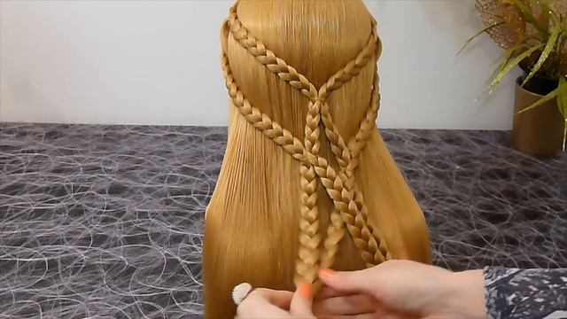 Быстрая причёска на каждый день самой себе на средние/длинные волосы. Плетение волос/кос в школу смотреть онлайн