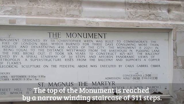 Monument to the Great Fire of London Facts and Figures смотреть онлайн