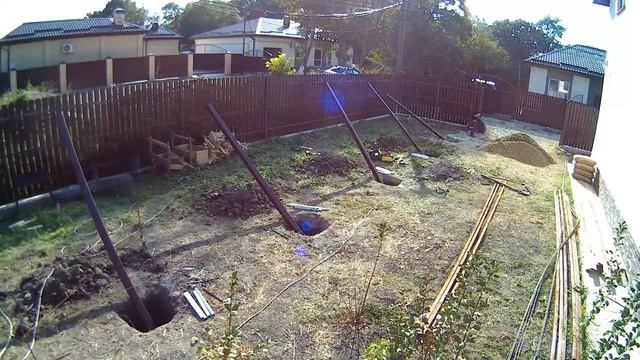 Установка стоек под навес. День первый. смотреть онлайн