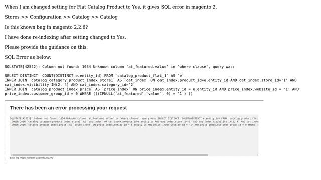 Magento: Magento 2: When use Flat Catalog Product it gives SQL error смотреть онлайн