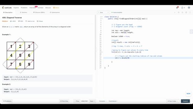 498. Diagonal Traverse Part-1 || LeetCode || Interview Approach смотреть онлайн