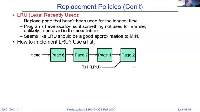 CS162 Lecture 16: Memory 4: Demand Paging Policies смотреть онлайн