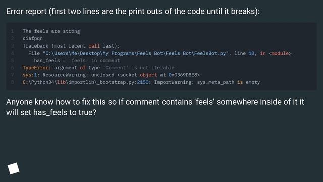 Python: TypeError: argument of type 'Comment' is not iterable смотреть онлайн