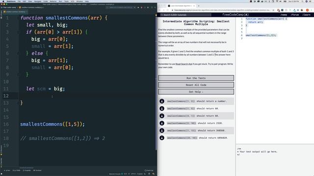 Javascript Freecodecamp Algorithm #14: Smallest Common Multiple смотреть онлайн