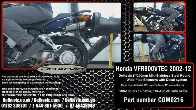 Delkevic Mini 8"/200mm Stainless Steel Silencers on a Honda VFR800 VTEC Interceptor 2002-12 смотреть онлайн