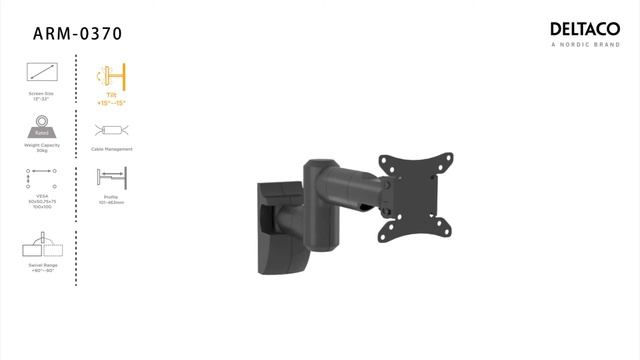 DELTACO OFFICE Väggfäste för en 13"-32" monitor med kabelhantering - ARM-0370 смотреть онлайн