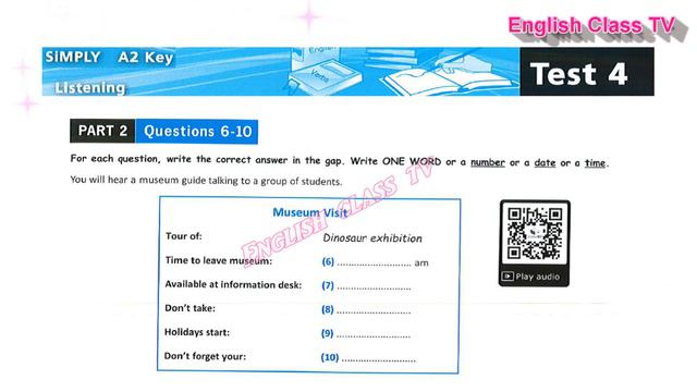 KET | Listening TEST 4 | Part 2 | SiMPLY A2 Key for Schools 2020 | Luyện Thi Cambridge смотреть онлайн
