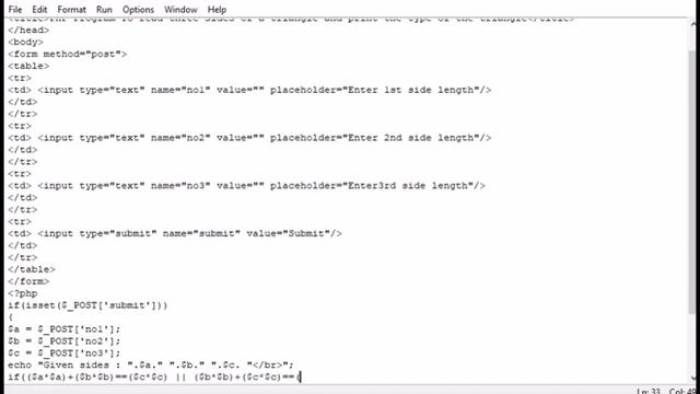 PHP Program To read three sides of a triangle and print the type of the triangle смотреть онлайн