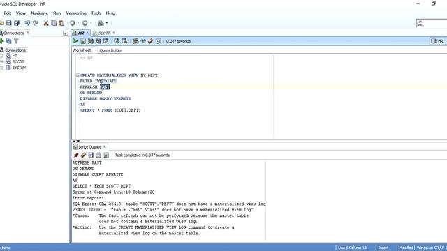 Materialized Views in Oracle (Part - 2 Practical Implementation with Examples) смотреть онлайн
