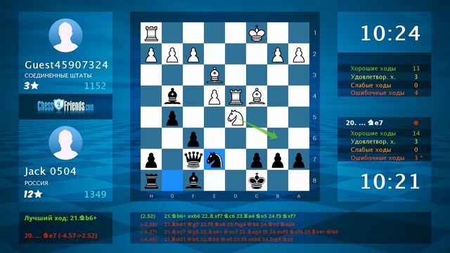 Анализ шахматной партии: Guest45907324 - Jack 0504, 0-1 (по ChessFriends.com) смотреть онлайн