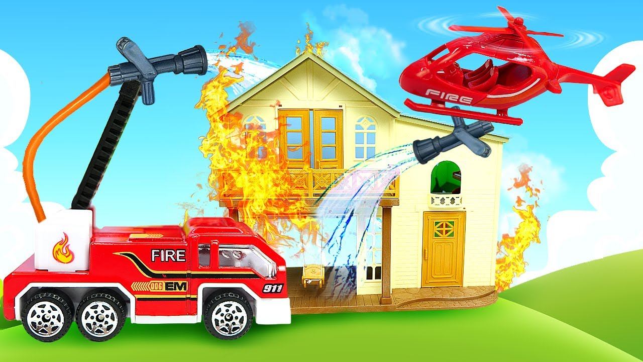 Пожарная техника и тушение огня! Развивающие мультики для детей про машинки-помощники и игрушки смотреть онлайн