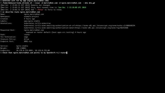 12 - CodeReady Containers - OpenShift 4.2 - Get and install Let's Encrypt certificates смотреть онлайн