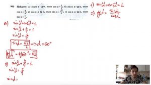 №593. Найдите: a) sin α и tg α, если cos α= ½; б) sin α и tg α