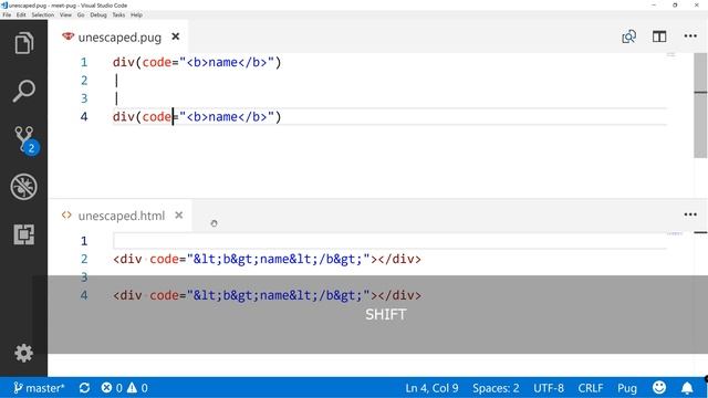 How do you write unescaped and boolean HTML attributes using PUG - part 3? - Meet Pug 06 смотреть онлайн