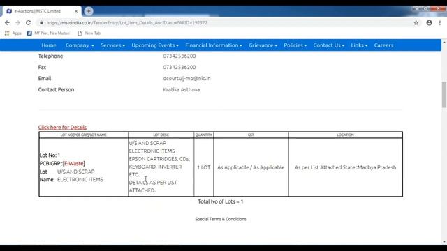 MSTC Online Auction & Bid Complete Detail смотреть онлайн