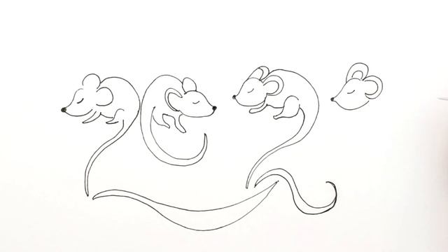 Как нарисовать Новый год 2020 в виде мышек. Простые рисунки для срисовки. #294 смотреть онлайн