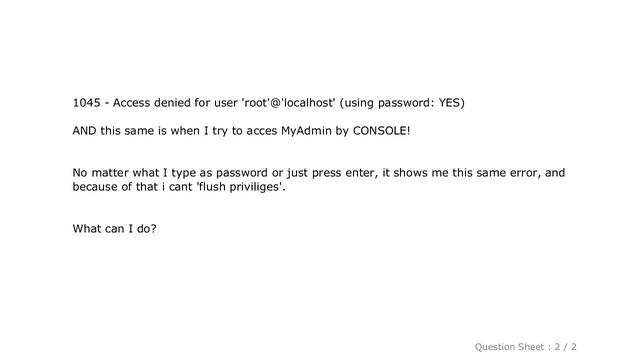 MySQL : Wamp phpMyAdmin error #1045 - Access denied for user 'root'@'localhost' смотреть онлайн