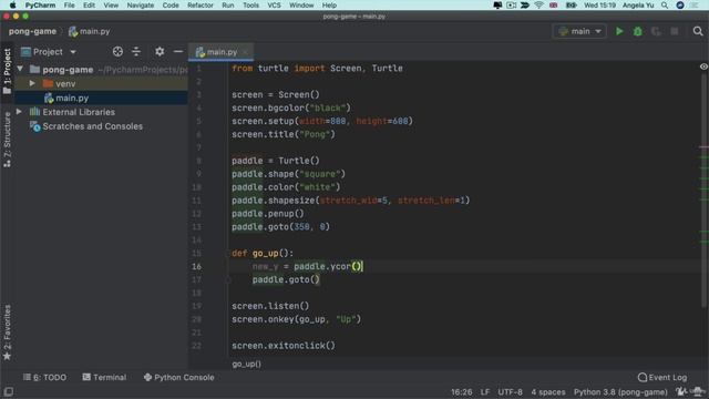 Day 22 - Build Pong_ The Famous Arcade Game - 3 Create a Paddle that responds to Key Presses смотреть онлайн