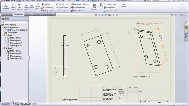 SolidWorks: True vs Projected Dimensions смотреть онлайн