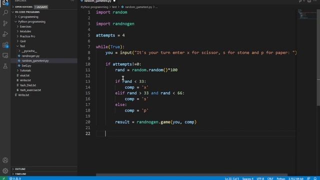 Stone Paper Scissor game in Python | Runtime error. смотреть онлайн