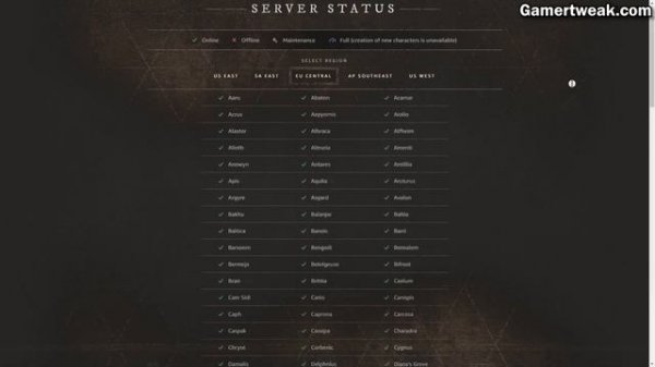 How to check New World Server Status and Server Population