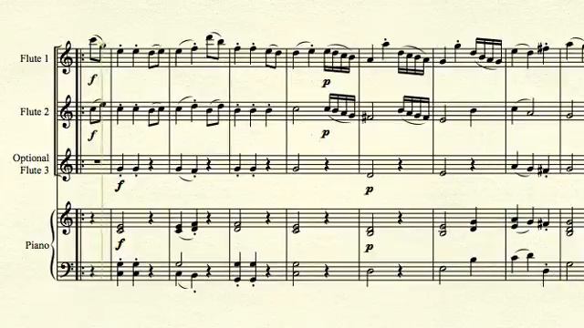 Two Minuets - W. A. Mozart - for 2 or 3 flutes with piano or flute trio смотреть онлайн