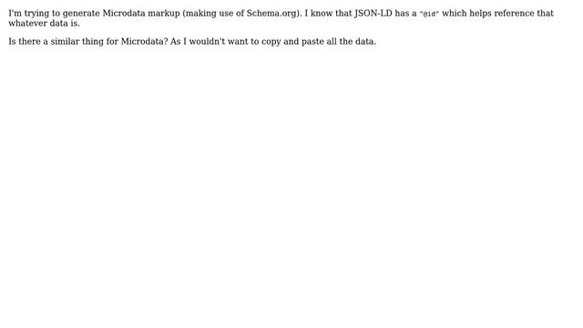Webmasters: Is there a Microdata version of JSON-LD s "@id"? смотреть онлайн