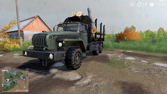 Farming Simulator 19 совхоз Пионер , Лесозаготовка Урал 4320 лесовоз смотреть онлайн