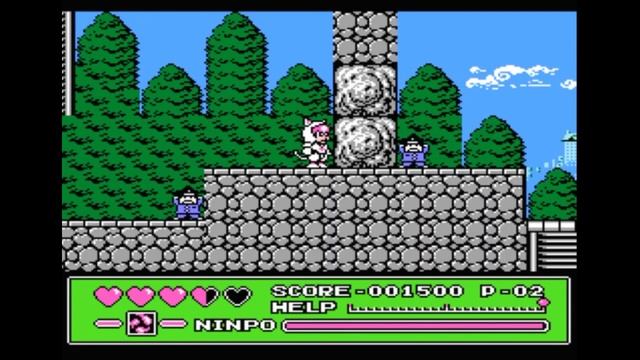 Dendy (Famicom,Nintendo,Nes) 8-bit Ninja Cat Round 1