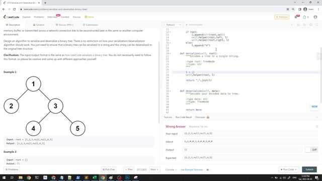 Serialize and Deserialize Binary Tree - Leetcode 297 - Python смотреть онлайн
