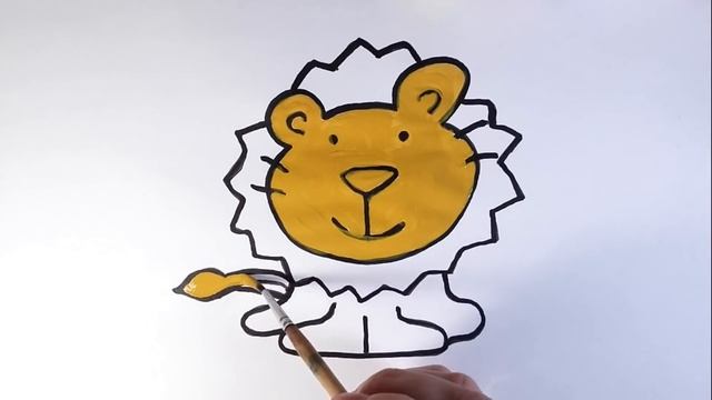 Как нарисовать ЛЬВЁНКА/Рисунок-раскраска ЛЕВ/How to draw a lion смотреть онлайн