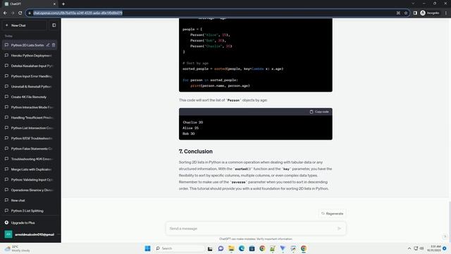 Sorting 2D Lists in Python 3 смотреть онлайн
