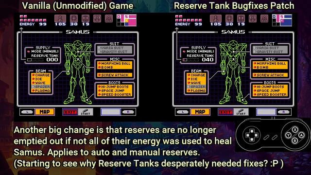 Reserve Tank Bugfixes - Super Metroid Patch Showcase