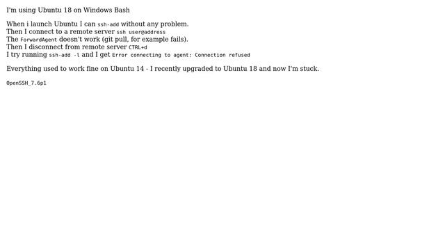 Ubuntu: ssh-add -l Error connecting to agent: Connection refused смотреть онлайн