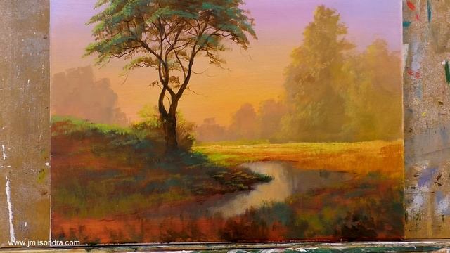 How to Paint a Tree in Autumn Landscape in Acrylics / Time-lapse / JMLisondra смотреть онлайн